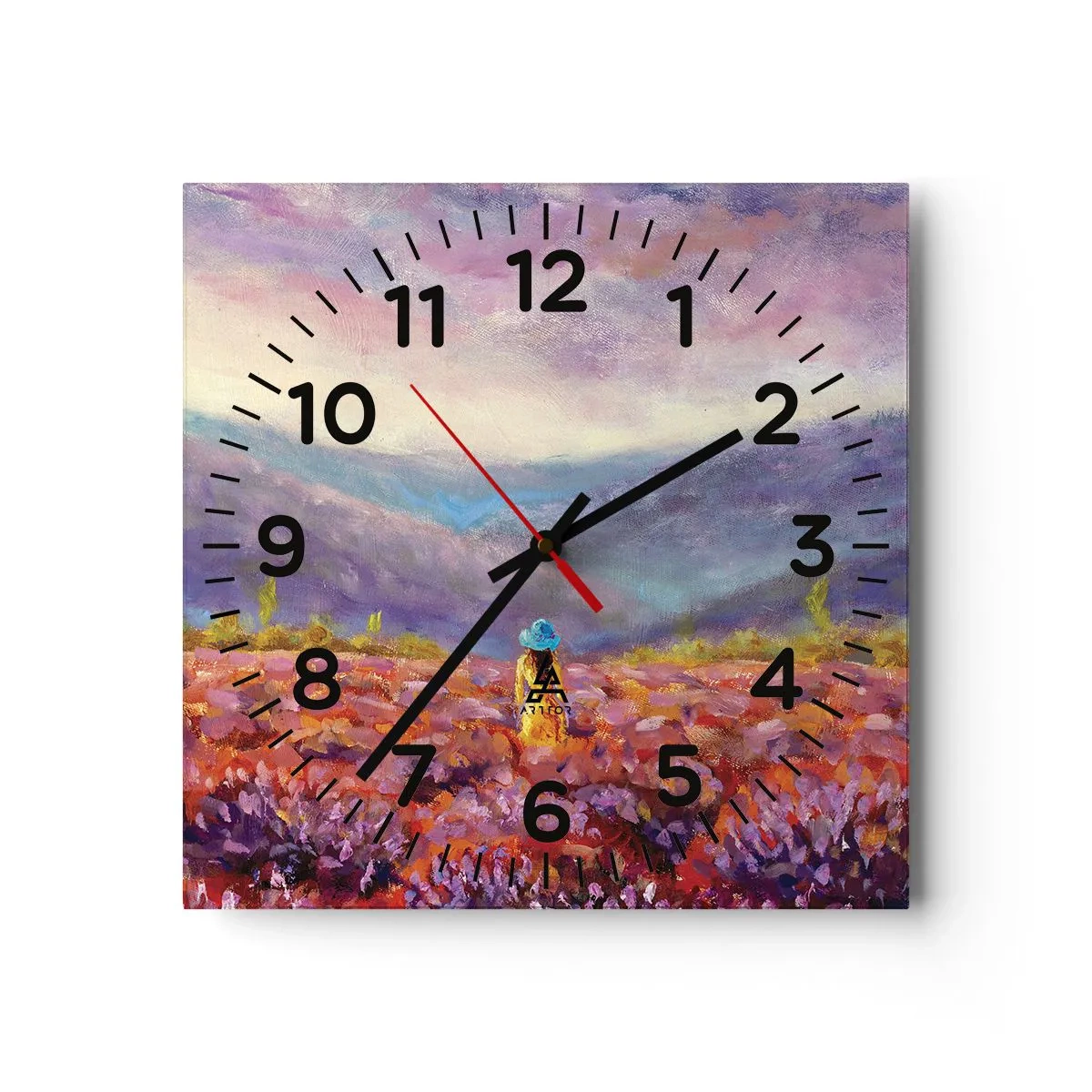 Orologio da parete - Orologio in Vetro - Nel mondo di lavanda - 40x40 cm