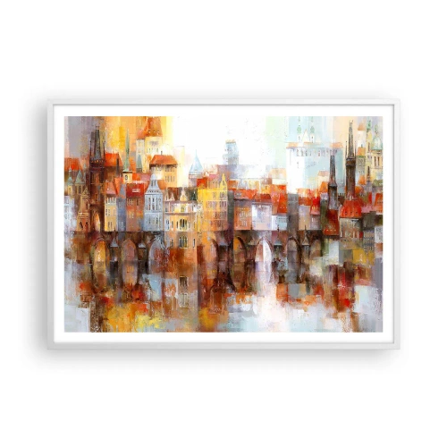 Poster in cornice bianca - Anche sotto il ponte è bello - 100x70 cm