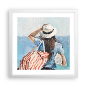Poster in cornice bianca - Benvenuti in vacanza - 40x40 cm