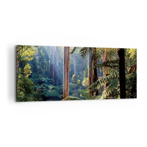 Quadro su tela - Stampe su Tela - Foresta tropicale illuminata dai raggi del sole - 120x50cm - La favola del bosco - Decorazione murale moderna per soggiorno e camera da letto ARTTOR