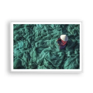 Poster in cornice bianca - Nel mare di reti - 100x70 cm