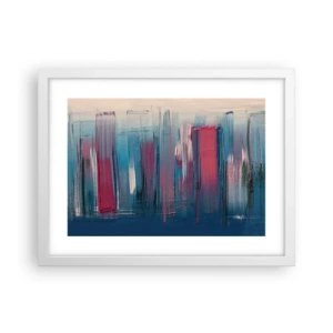 Poster in cornice bianca - Composizione verticale in blu e rosso - 40x30 cm