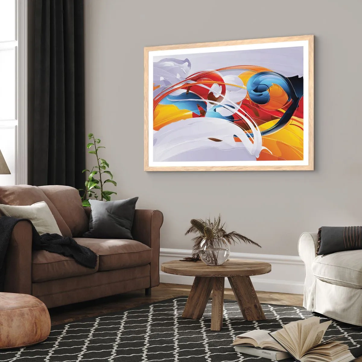 Poster in cornice rovere chiaro - La danza degli elementi - 70x50 cm