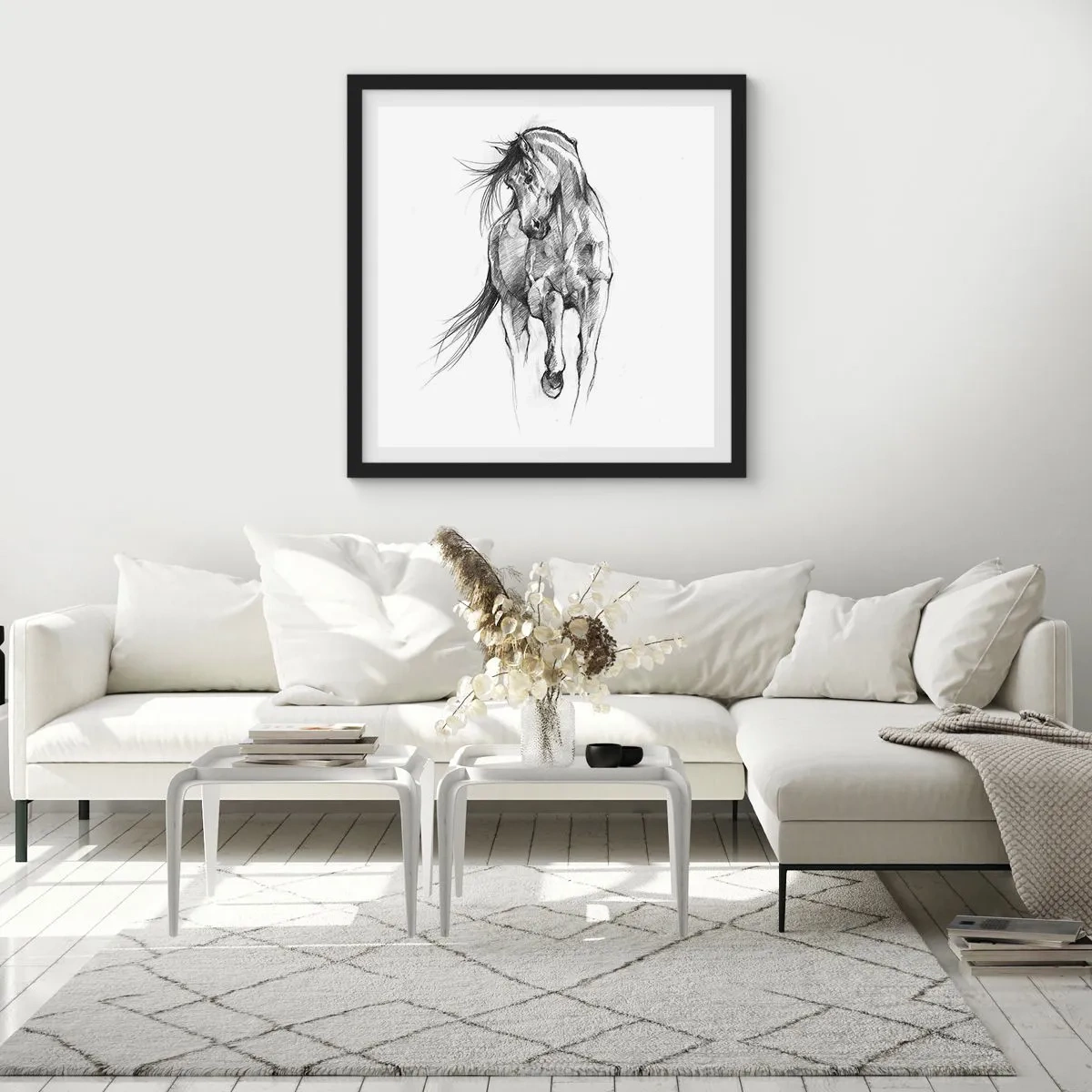 Poster in cornice nera - Trotto aggraziato - 30x30 cm