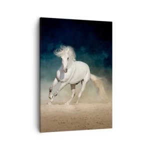 Quadro su tela - Stampe su Tela - Un cavallo bianco al galoppo contro un cielo sfocato - 50x70cm - Libertà allo stato puro - Decorazione murale moderna per soggiorno e camera da letto ARTTOR