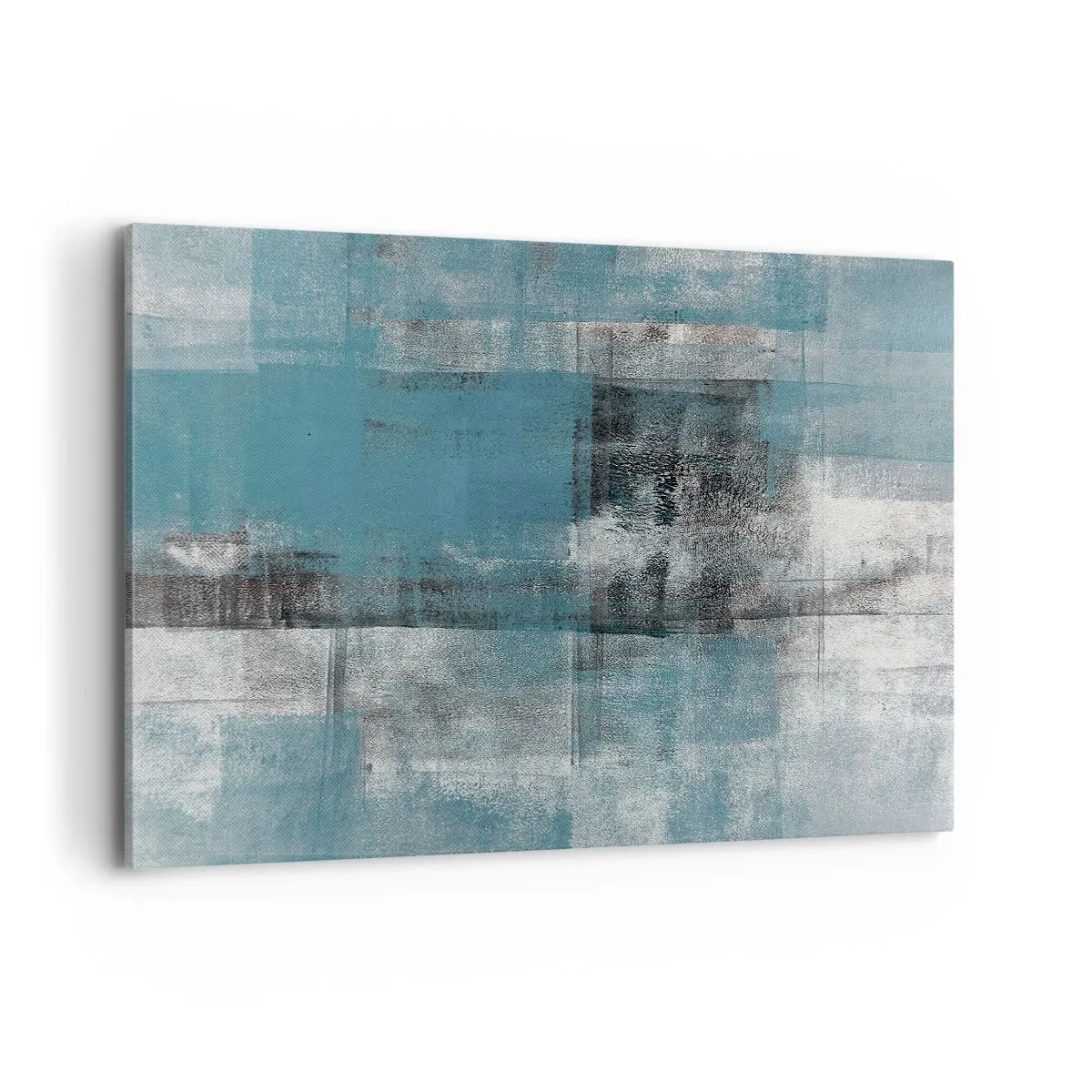 Quadro su tela - Stampe su Tela - Una composizione astratta nelle tonalità del blu con texture e strati. - 100x70cm - Acqua e aria - Decorazione murale moderna per soggiorno e camera da letto ARTTOR