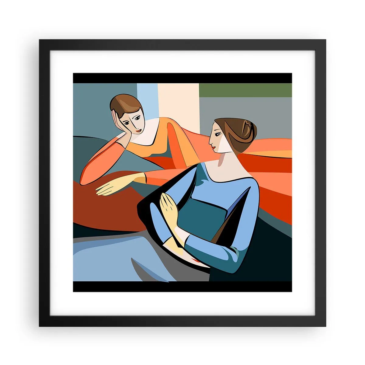 Poster in cornice nera - Il momento delle confidenze - 40x40 cm