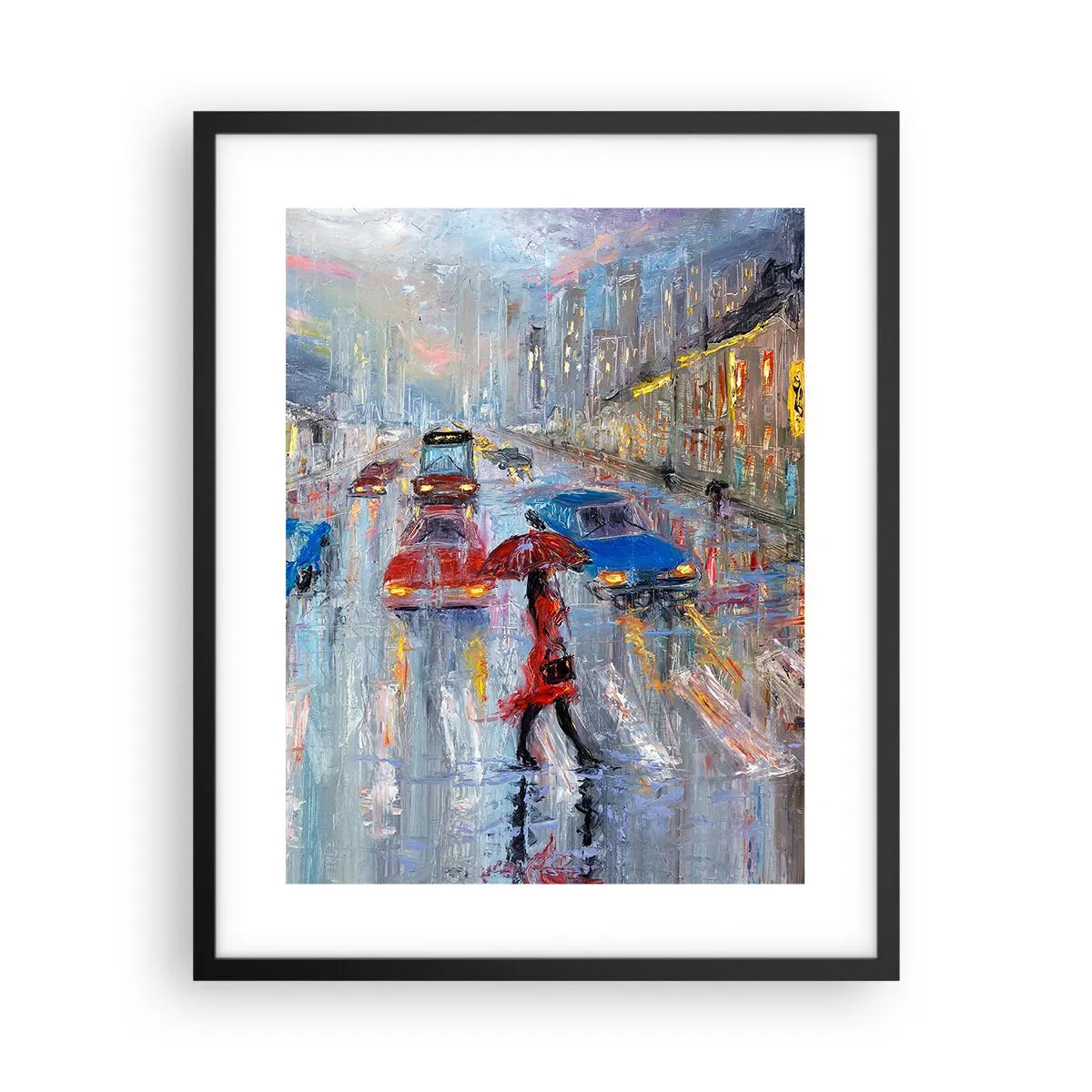 Poster in cornice nera - Pomeriggio di pioggia in città - 40x50 cm