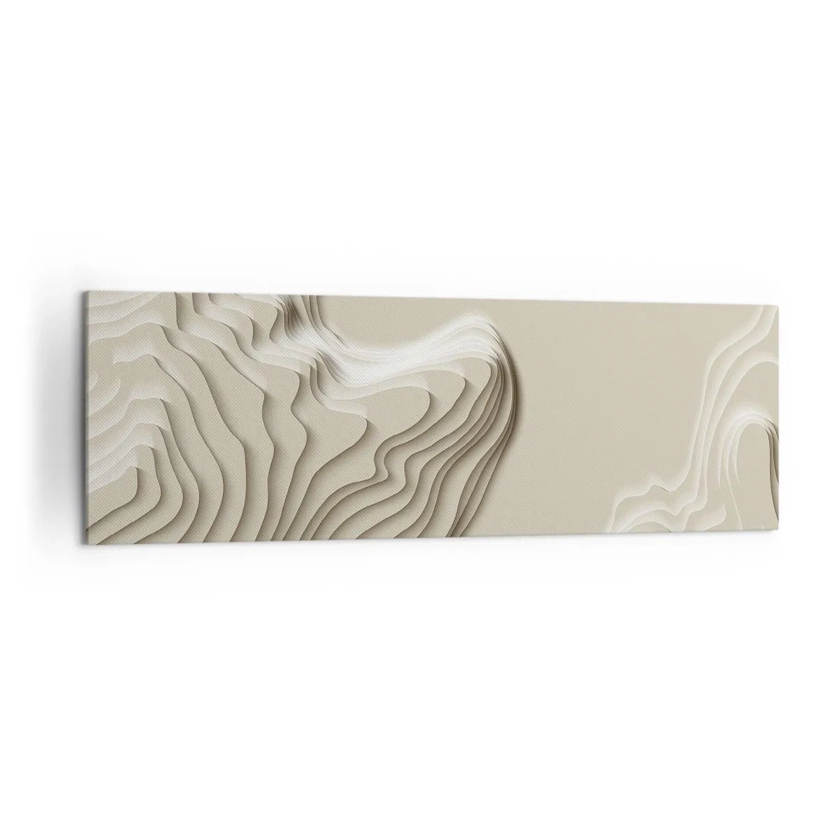 Quadro su tela - Stampe su Tela - Un motivo astratto nei toni del beige con effetto lineare. - 160x50cm - La topografia dell'arte - Decorazione murale moderna per soggiorno e camera da letto ARTTOR
