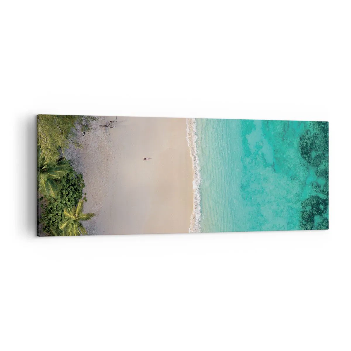 Quadro su tela - Stampe su Tela - Vista aerea di una spiaggia tropicale con acqua turchese - 140x50cm - Spiaggia del paradiso - Decorazione murale moderna per soggiorno e camera da letto ARTTOR