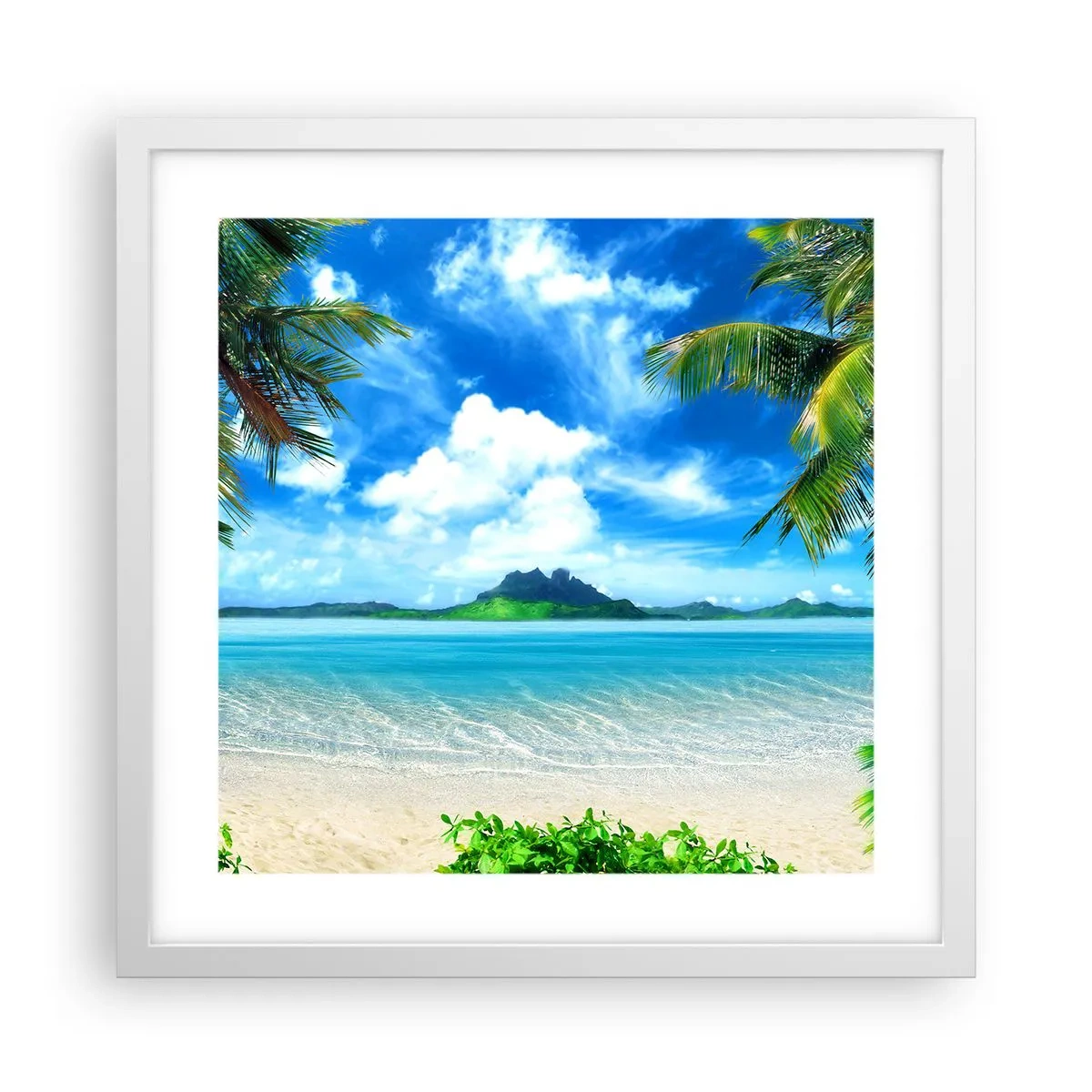 Poster in cornice bianca - L'azzurro dei tropici - 40x40 cm