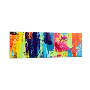 Quadro su vetro - Composizione astratta di colori in forma dinamica - 160x50cm - La vita è bella! - Decorazione murale moderna per soggiorno e camera da letto ARTTOR