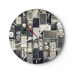 Orologio da parete - Orologio in Vetro - Set di altoparlanti in stile retrò - 30x30cm - Armonia di suoni - Decorazione murale moderna per soggiorno, cucina e camera da letto ARTTOR