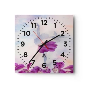 Orologio da parete - Orologio in Vetro - Delicata come un fiore - 40x40 cm