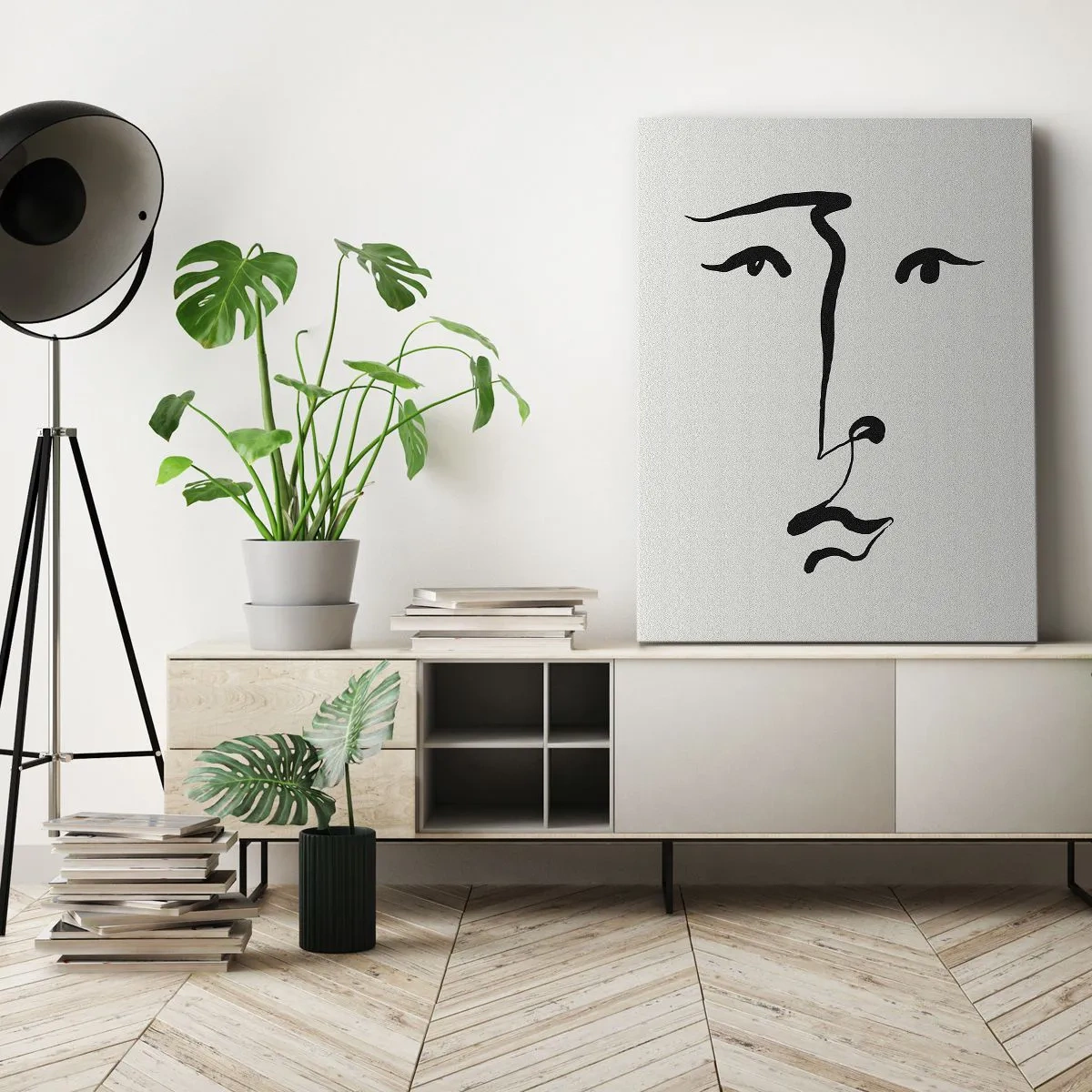 Quadro su tela - Stampe su Tela - Ritratto con un tratto solo - 65x120 cm