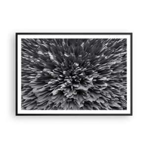 Poster in cornice nera - Struttura astratta in tonalità di grigio - 100x70cm - Spigolosità massima - Decorazione murale moderna per soggiorno e camera da letto ARTTOR