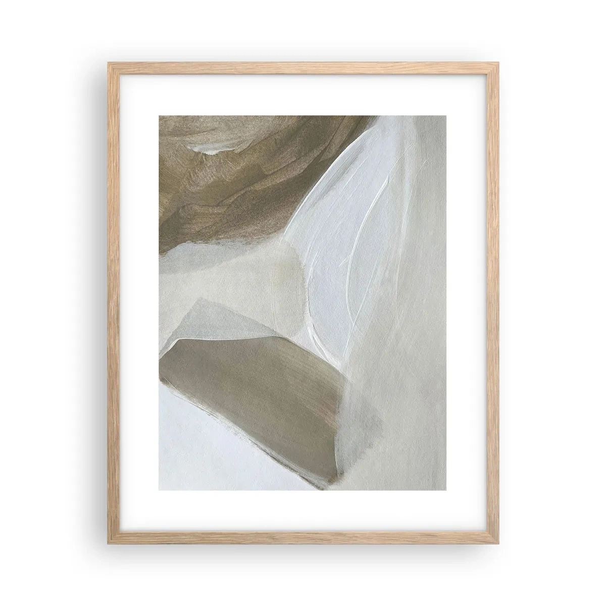 Poster in cornice rovere chiaro - Onda di bianco - 40x50 cm