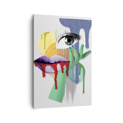 Quadro su tela - Stampe su Tela - Ritratto decostruito con elementi astratti - 70x100cm - Ritratto disintegrato - Decorazione murale moderna per soggiorno e camera da letto ARTTOR