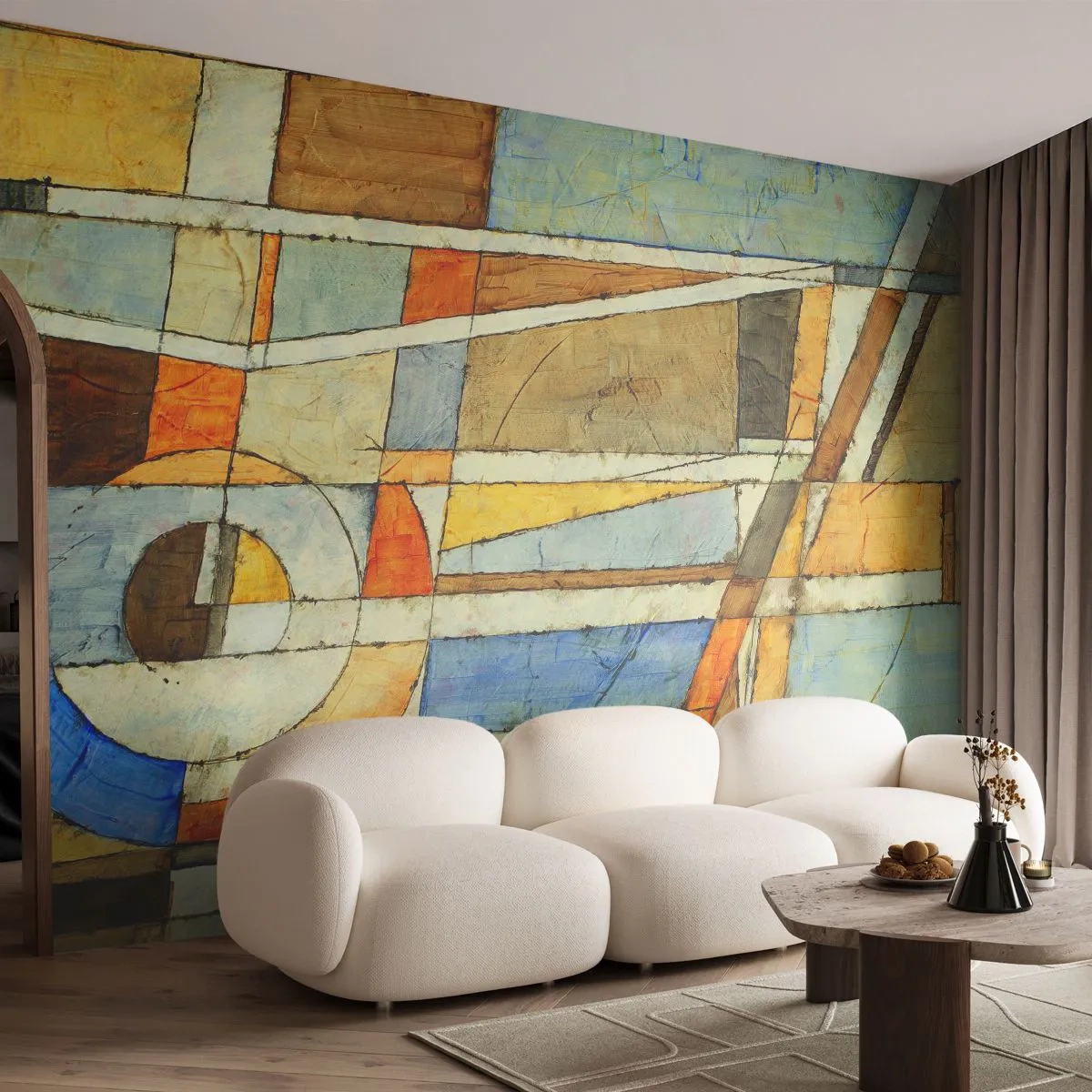 Fotomurali Standard Eco - Cubismo in cantiere - Astrazione, Pezzo, Grafica - 200x140 cm