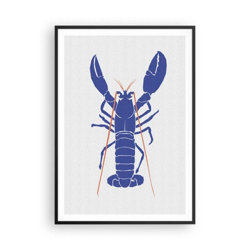 Poster in cornice nera - Squisita aragosta in blu - 70x100 cm