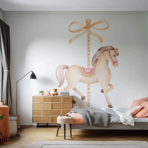 Fotomurali Premium Canvas - Trotto aggraziato - Cavallo, Giostra, Da ragazzina - 200x140 cm