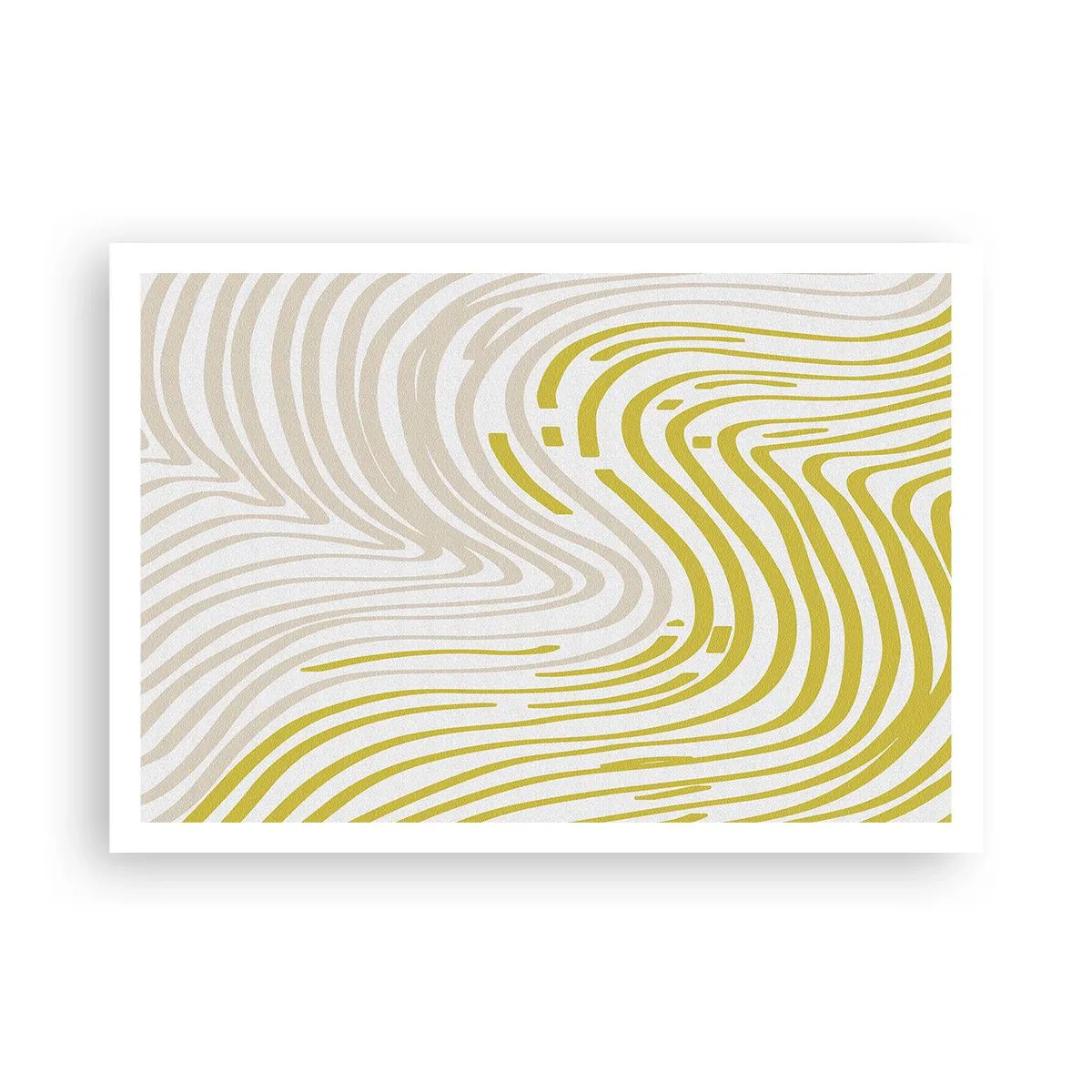 Poster - Un motivo astratto con linee ondulate nelle tonalità del giallo e del beige. - 100x70cm - Composizione con lieve deflessione - Decorazione murale moderna per soggiorno e camera da letto ARTTOR