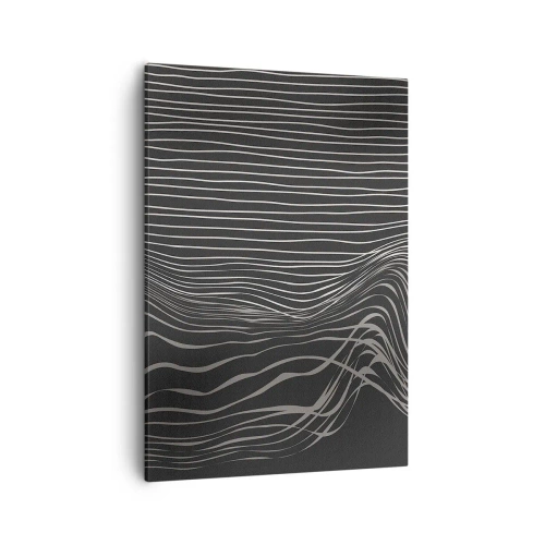 Quadro su tela - Stampe su Tela - Linee bianche su sfondo grigio scuro in una disposizione astratta - 50x70cm - Ritmo e accento - Decorazione murale moderna per soggiorno e camera da letto ARTTOR
