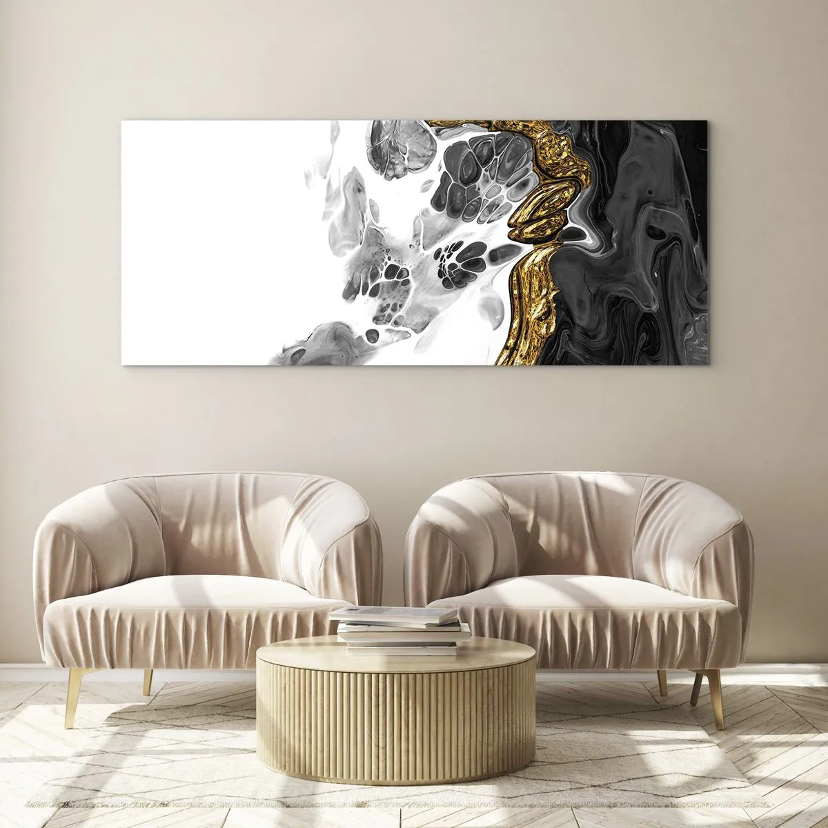 Quadro su vetro - Composizione organica - 90x30 cm