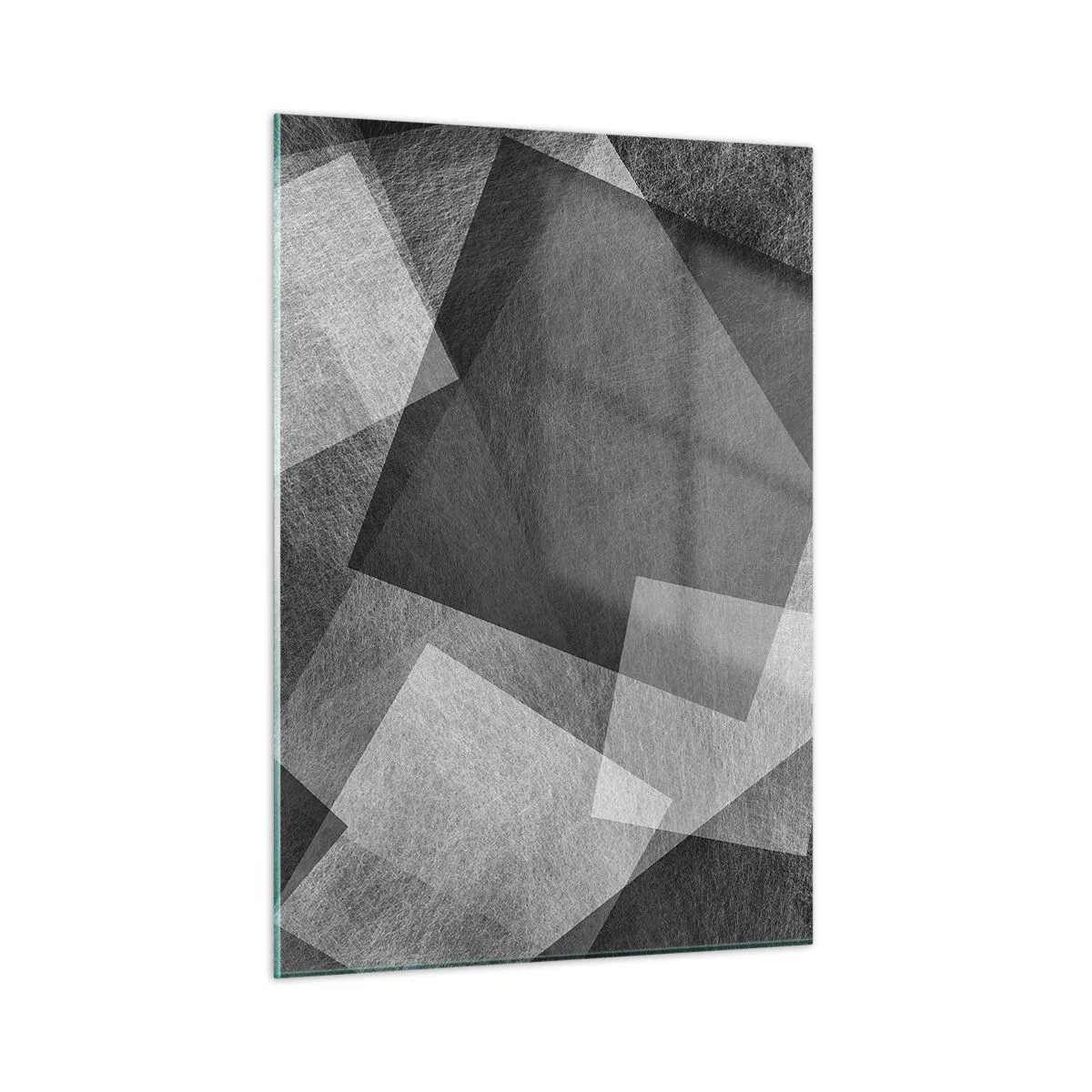 Quadro su vetro - Astrazione geometrica nei toni del nero, bianco e grigio - 50x70cm - Simbolo eterno di ordine e durata - Decorazione murale moderna per soggiorno e camera da letto ARTTOR