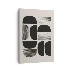 Quadro su tela - Stampe su Tela - Geometria con semicerchi e linee in nero su sfondo chiaro - 50x70cm - Sistemi di metà - Decorazione murale moderna per soggiorno e camera da letto ARTTOR