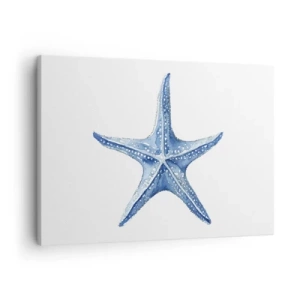Quadro su tela - Stampe su Tela - Stella marina blu su sfondo bianco in stile minimalista - 70x50cm - Stella marina - Decorazione murale moderna per soggiorno e camera da letto ARTTOR