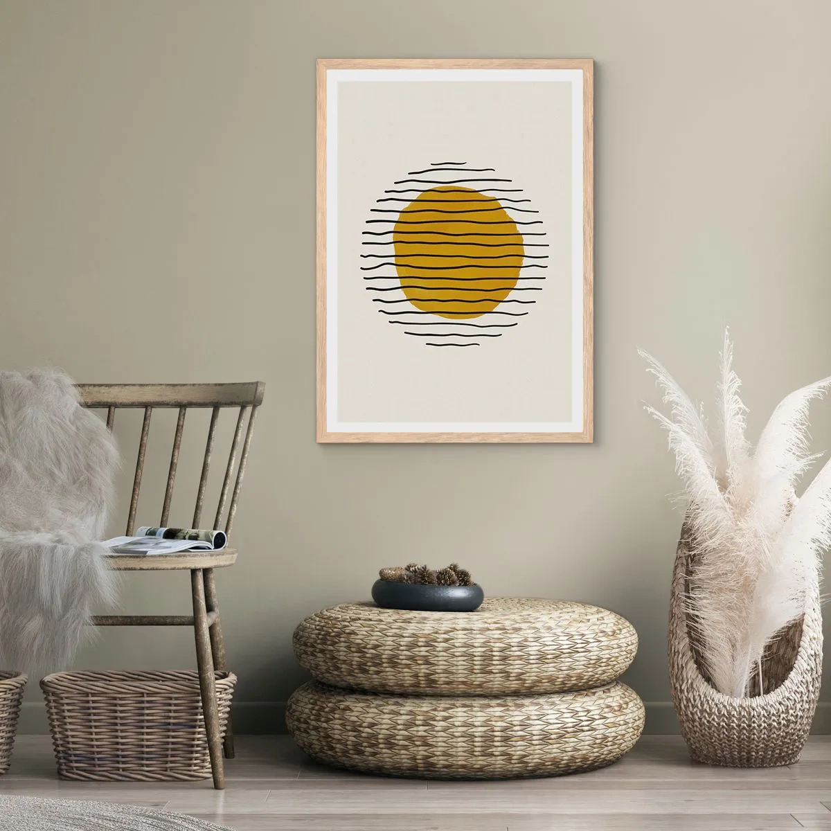 Poster in cornice rovere chiaro - Astrazione fremente di calore - 70x100 cm