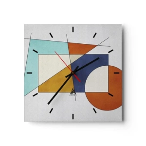 Orologio da parete - Orologio in Vetro - Una composizione modernista di forme geometriche e colori - 30x30cm - Astrazione: gioco modernista - Decorazione murale moderna per soggiorno e camera da letto ARTTOR
