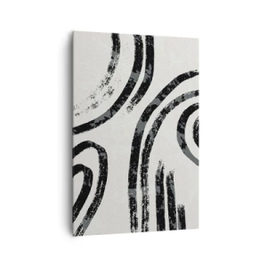 Quadro su tela - Stampe su Tela - Linee astratte in bianco e nero su uno sfondo chiaro - 70x100cm - Interrotto a metà - Decorazione murale moderna per soggiorno e camera da letto ARTTOR