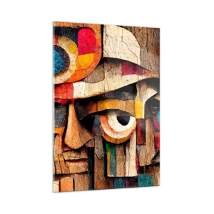 Quadro su vetro - Facce geometriche colorate in stile astratto - 50x70cm - Ti vedo... - Decorazione murale moderna per soggiorno e camera da letto ARTTOR