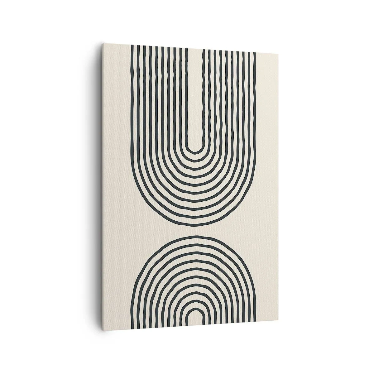 Quadro su tela - Stampe su Tela - Motivo geometrico astratto con linee simmetriche su sfondo chiaro - 70x100cm - Tra un attimo... - Decorazione murale moderna per soggiorno e camera da letto ARTTOR