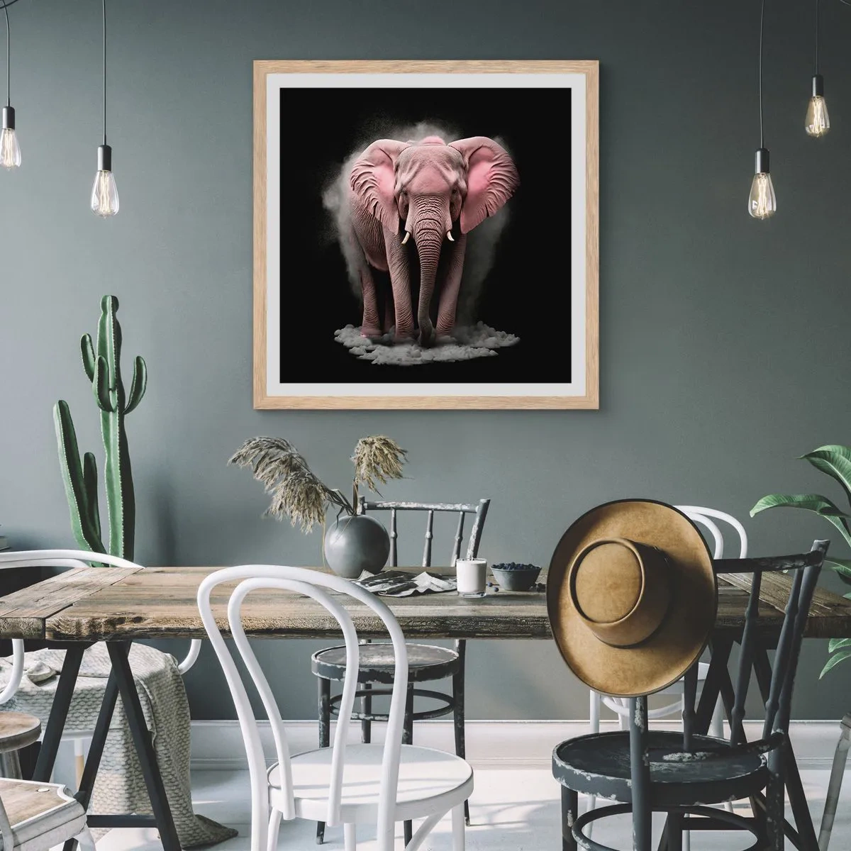 Poster in cornice rovere chiaro - Non pensare all'elefante rosa! - 40x40 cm