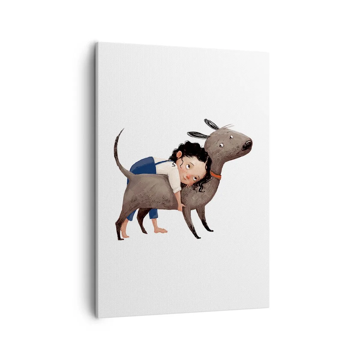 Quadro su tela - Stampe su Tela - Illustrazione in stile cartone animato di un bambino che abbraccia un cane - 50x70cm - I migliori amici - Decorazione murale moderna per soggiorno e camera da letto ARTTOR