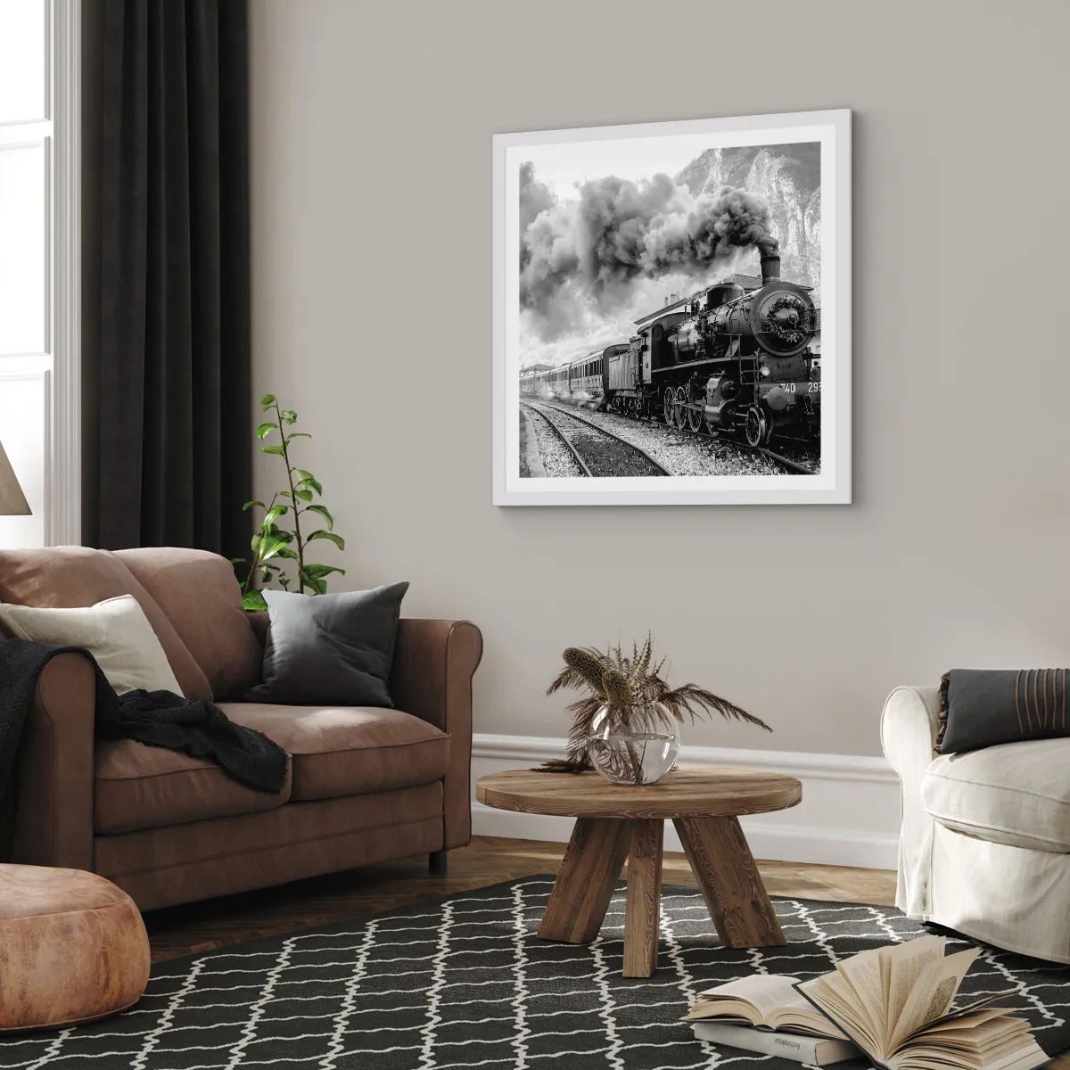 Poster in cornice bianca - Ferma alla stazione... - 40x40 cm