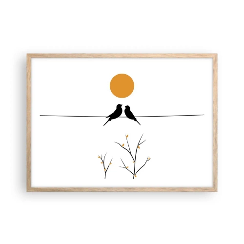 Poster in cornice rovere chiaro - Sera da usignoli - 70x50 cm