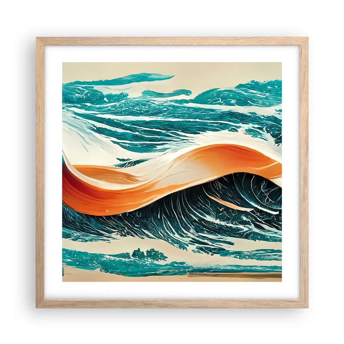 Poster in cornice rovere chiaro - Il sogno del surfista - 50x50 cm