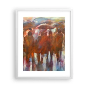 Poster in cornice bianca - Uguali nella pioggia e nella nebbia - 40x50 cm