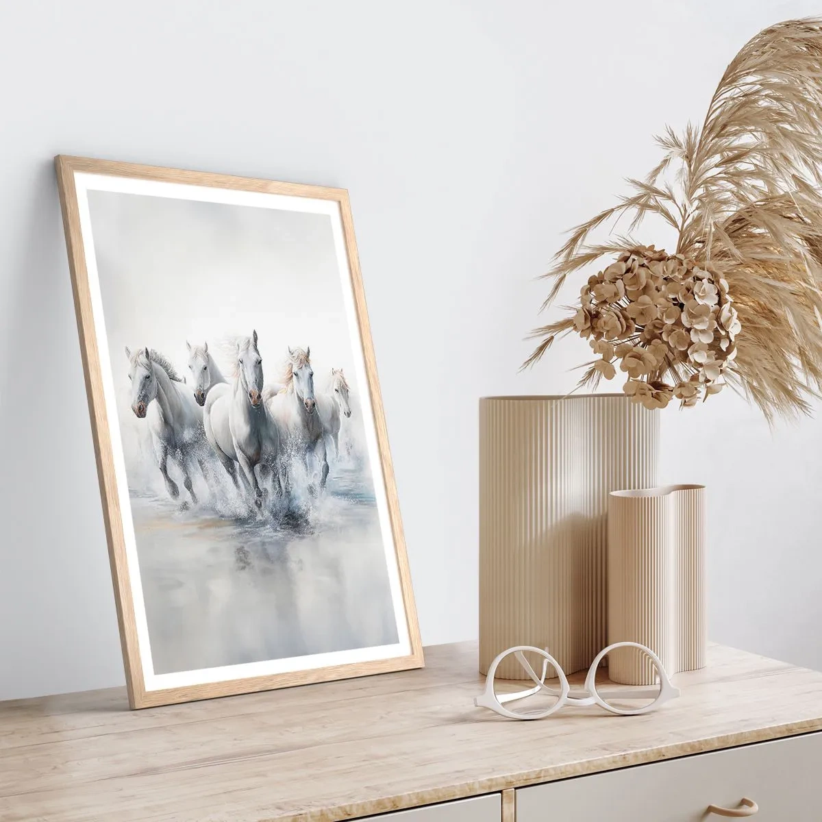 Poster in cornice rovere chiaro - Magia bianca - 30x40 cm