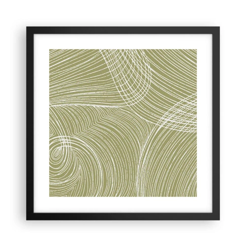 Poster in cornice nera - Astrazione intricata in bianco - 40x40 cm