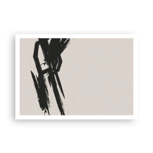 Poster - Pennellate dinamiche in nero su sfondo chiaro - 100x70cm - Corsa sfrenata - Decorazione murale moderna per soggiorno e camera da letto ARTTOR