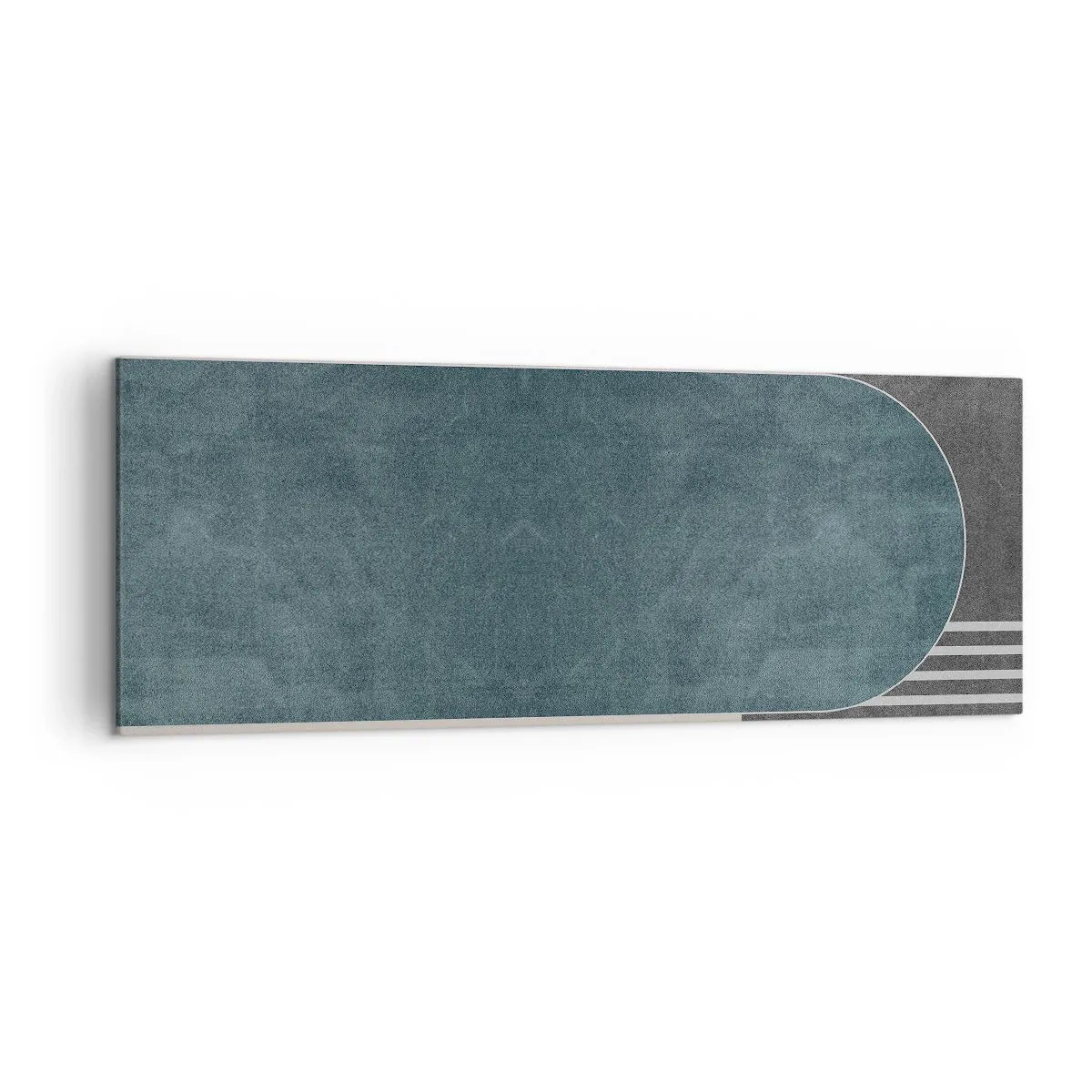 Quadro su tela - Stampe su Tela - Astrazione geometrica nei toni del grigio e del verde - 140x50cm - Composizione orizzontale  - Decorazione murale moderna per soggiorno e camera da letto ARTTOR