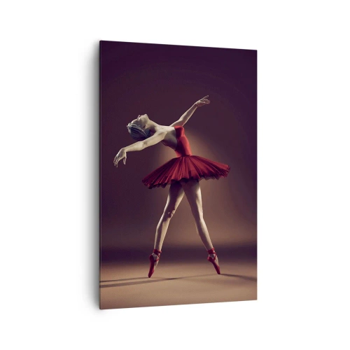 Quadro su tela - Stampe su Tela - Una ballerina in abito rosso sullo sfondo di un palco - 80x120cm - Prima ballerina - Decorazione murale moderna per soggiorno e camera da letto ARTTOR