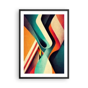Poster in cornice nera - Onde astratte in vivaci colori retrò - 50x70cm - Composizione intensa - Decorazione murale moderna per soggiorno e camera da letto ARTTOR
