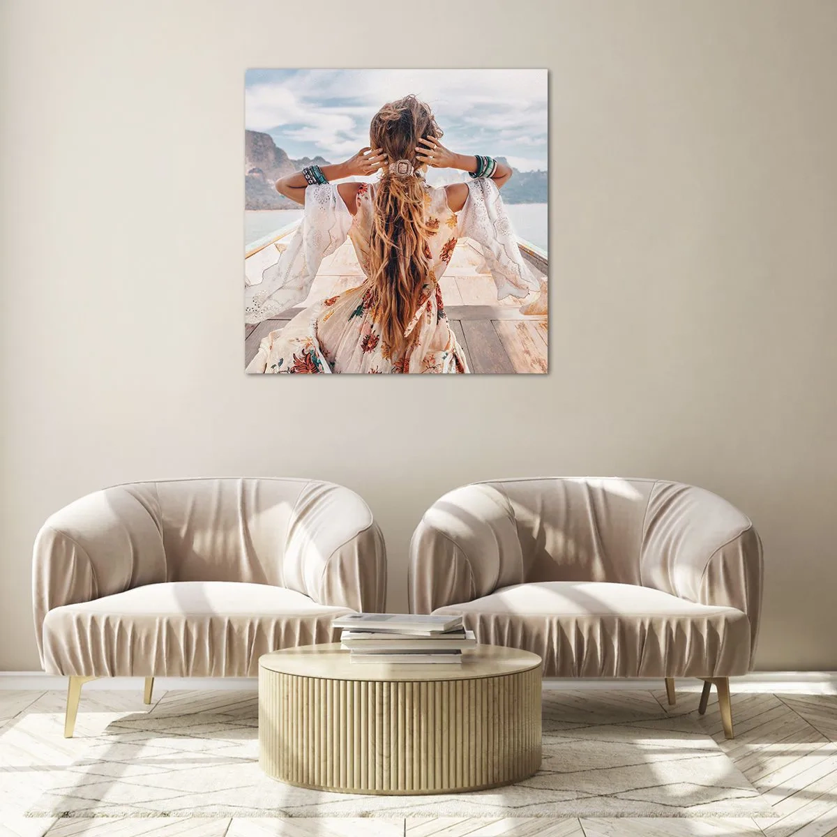Quadro su vetro - In cammino verso la felicità - 70x70 cm