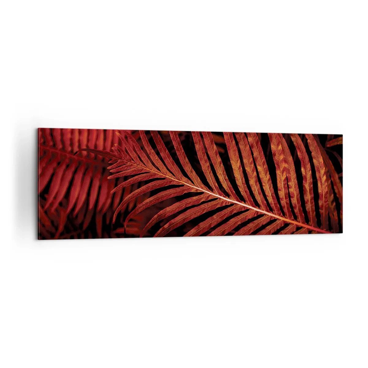 Quadro su tela - Stampe su Tela - Primo piano di foglie tropicali rosse - 160x50cm - Il calore della vita - Decorazione murale moderna per soggiorno e camera da letto ARTTOR